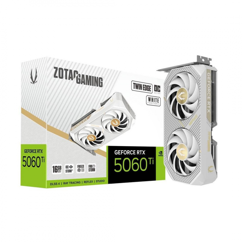Видеокарта RTX 5060 Ti 16 GB GDDR7 ZOTAC TWIN EDGE OC WHITE EDITION