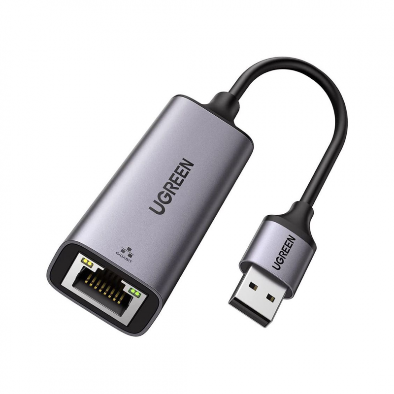 Конвертер UGREEN CM209 с USB на RJ45 (Сетевая карта USB 3.0 / 1 Гигабит / Серый цвет)