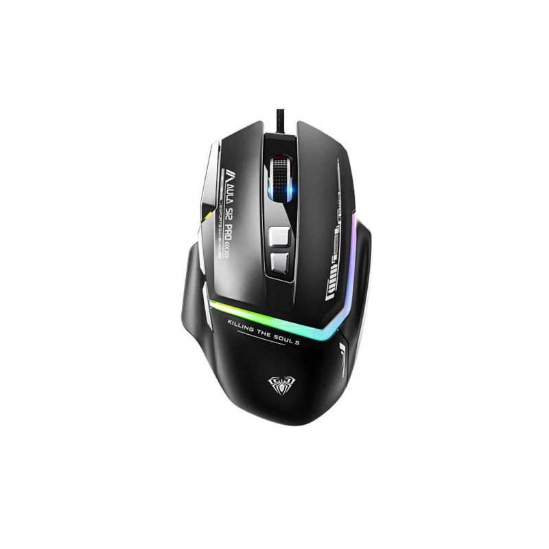 Игровая проводная мышь AULA S12 Pro, RGB, эргономичная, Black