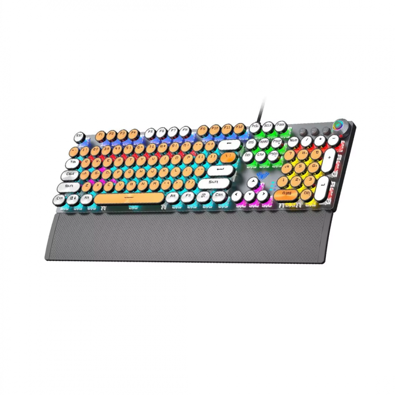 Игровая механическая клавиатура AULA F2088, проводная, RGB, ENG, White-Orange