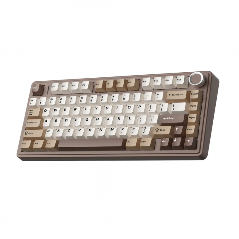 Игровая механическая клавиатура AULA F75, 75%, беспроводная, RGB, ENG, WhiteBrown / White Gray