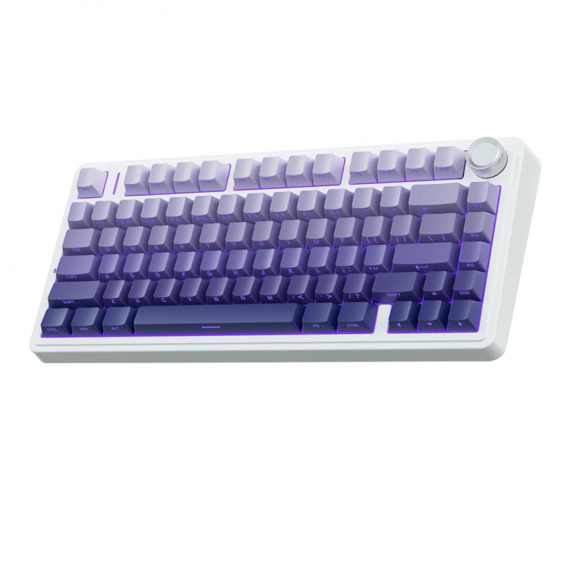 Игровая механическая клавиатура AULA F75 White-Purple, RGB, (Eng), White Grey Purple Switch
