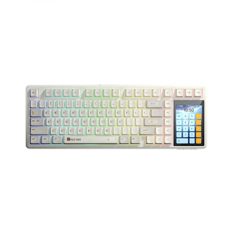 Игровая механическая клавиатура AULA L99, беспроводная/проводная, Bluetooth + 2.4GHz + USB-C, RGB, 3.8\" дисплей, ENG, Milk
