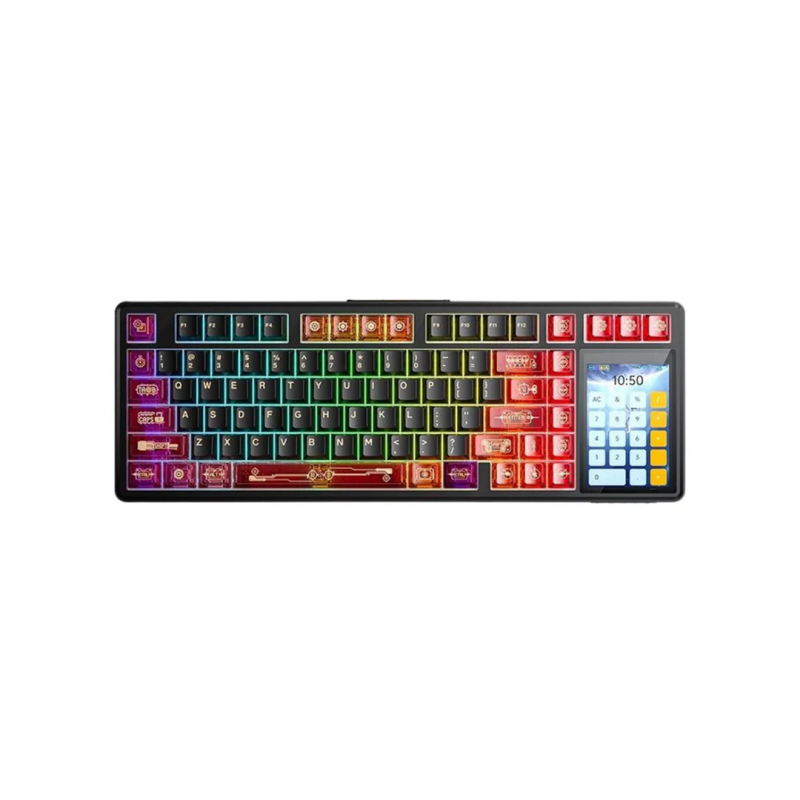 Игровая механическая клавиатура AULA L99, беспроводная/проводная, Bluetooth + 2.4GHz + USB-C, RGB, 3.8\" дисплей, ENG, Black-Red