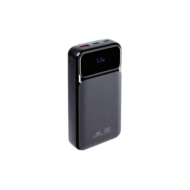 Внешний аккумулятор (Power Bank) RIVACASE VA2221, 20 000 мА·ч, 22,5 Вт, USB-A + USB-C, со встроенными кабелями, черный