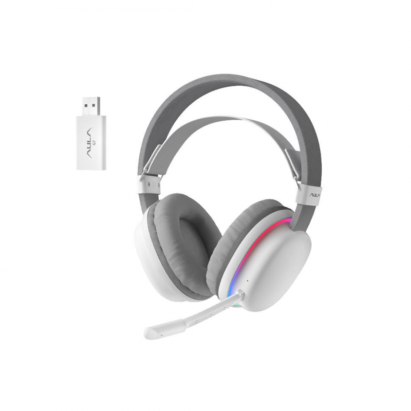 Беспроводные игровые наушники AULA G7 Wireless RGB с микрофоном, белые
