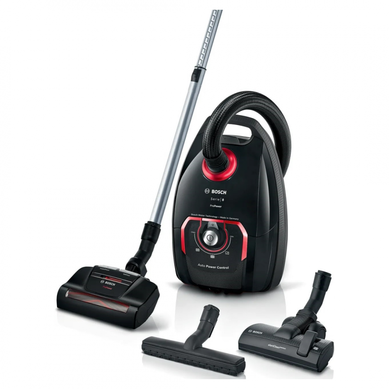 Пылесос Bosch BGL8POW2, 650 Вт, мешок 5 л, чёрный/красный