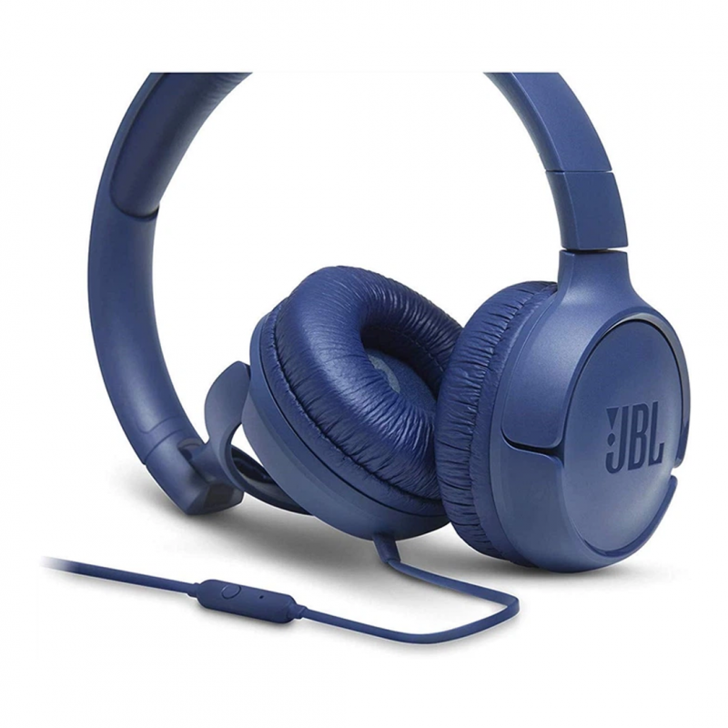 Проводные накладные наушники JBL Tune 500, 3,5 мм, с микрофоном, синие (JBLT500BLU)