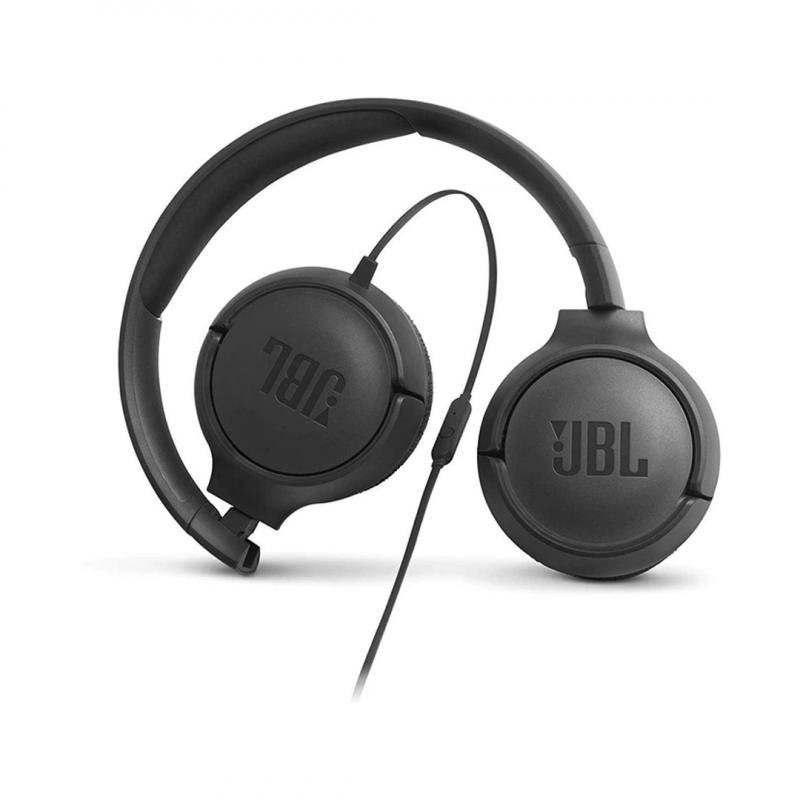 Проводные накладные наушники JBL Tune 500, 3,5 мм, с микрофоном, черные (JBLT500BLK)
