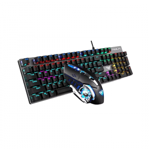 Игровой комплект AULA T630, проводная клавиатура + мышь, RGB-подсветка, ENG/RUS, Black