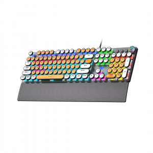 Игровая механическая клавиатура AULA F2088, проводная, RGB, ENG, White-Orange