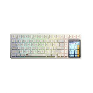 Игровая механическая клавиатура AULA L99, беспроводная/проводная, Bluetooth + 2.4GHz + USB-C, RGB, 3.8\" дисплей, ENG, Milk