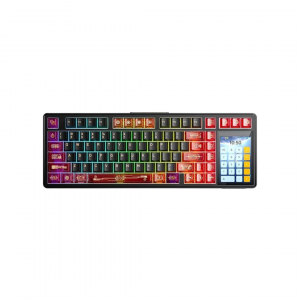 Игровая механическая клавиатура AULA L99, беспроводная/проводная, Bluetooth + 2.4GHz + USB-C, RGB, 3.8\" дисплей, ENG, Black-Red