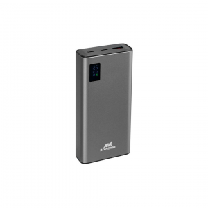 Внешний аккумулятор (Power Bank) RIVACASE VA1022, 20 000 мА·ч, 20 Вт, 1×USB-A + 2×USB-C, металлический корпус, серый